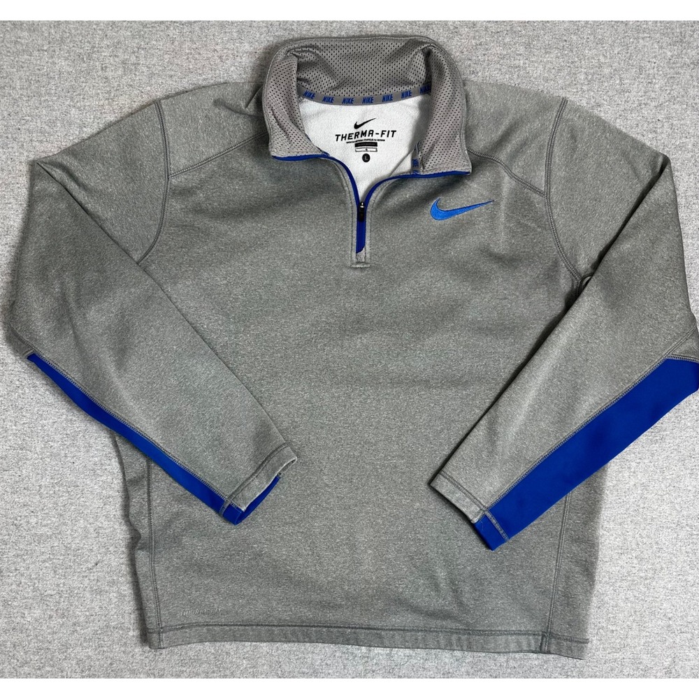 Nike Therma-FIT Pullover Mens L Gray 1/4‎ Zip Training Top 645383-063